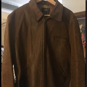 Ralph Lauren Vintage Brown Aviator Leather Bomber.